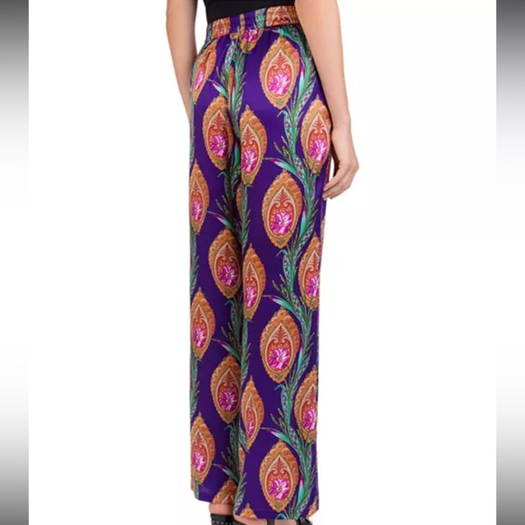 Vibrant Purple and Orange Women's Wide-Leg Pants - Picture 7 of 8